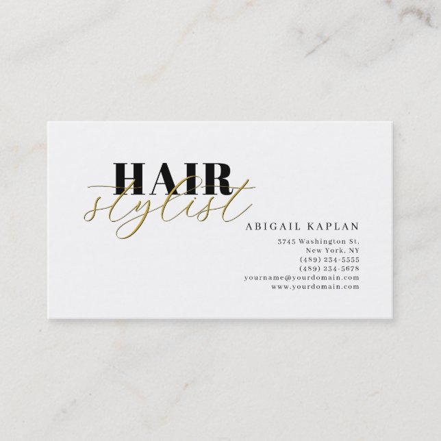 Tarjeta De Visita Hair Stylist Modern Minimalist Plain Profile (Anverso)