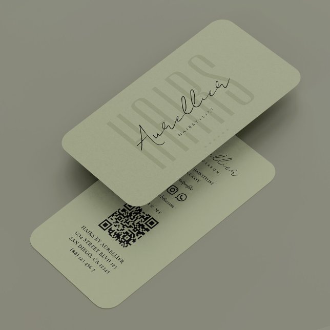 Tarjeta De Visita Hair Stylist Moderno Hairstylist Sage (Hair Stylist Modern Hairstylist Sage Business Card
)