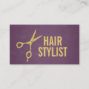 Tarjeta De Visita Hair Stylist Moderno Negrita Purple & Gold