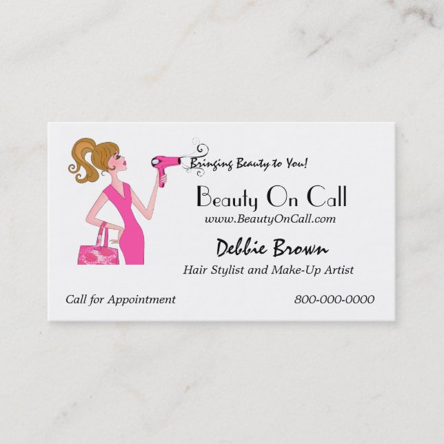 Tarjeta De Visita Hair Stylist On Call Business Cards (Anverso)