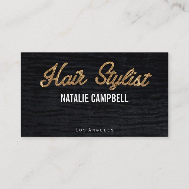 Tarjeta De Visita Hair Stylist | Oro / Velvet (Anverso)