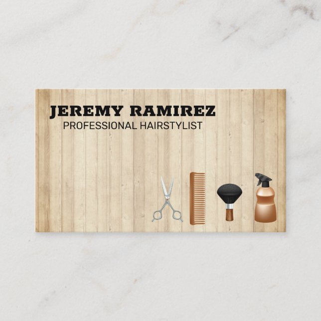 Tarjeta De Visita Hair Stylist | Paneles de madera (Anverso)