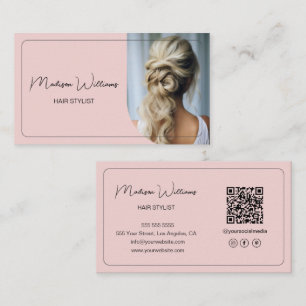 Tarjeta De Visita Hair Stylist Pink moderno