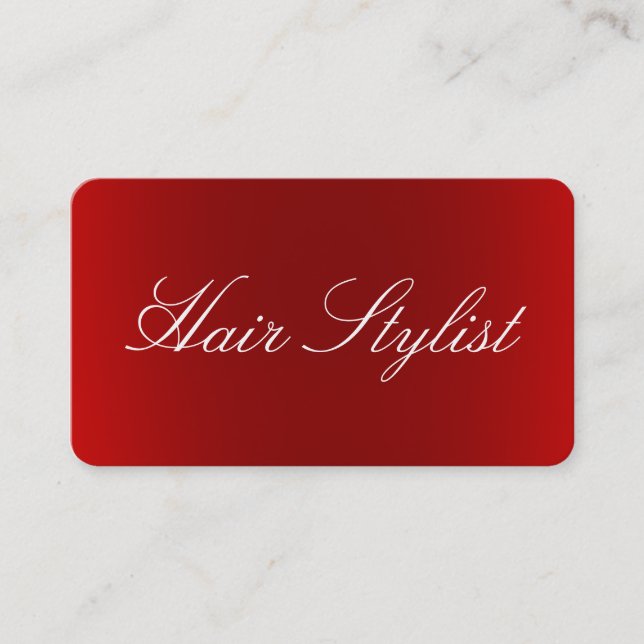 Tarjeta De Visita Hair Stylist Plain Clean Red White Profesional (Anverso)