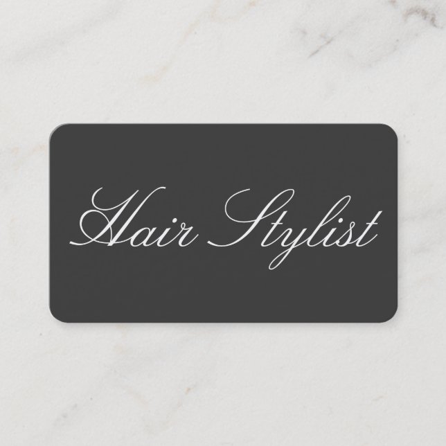 Tarjeta De Visita Hair Stylist Plain Simple Clean Gray Profesional (Anverso)