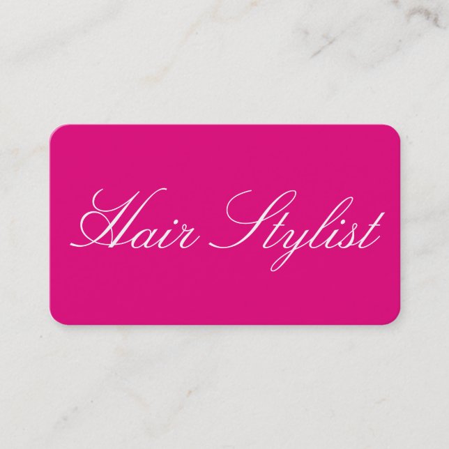 Tarjeta De Visita Hair Stylist Plain Simple Clean Pink Professional (Anverso)
