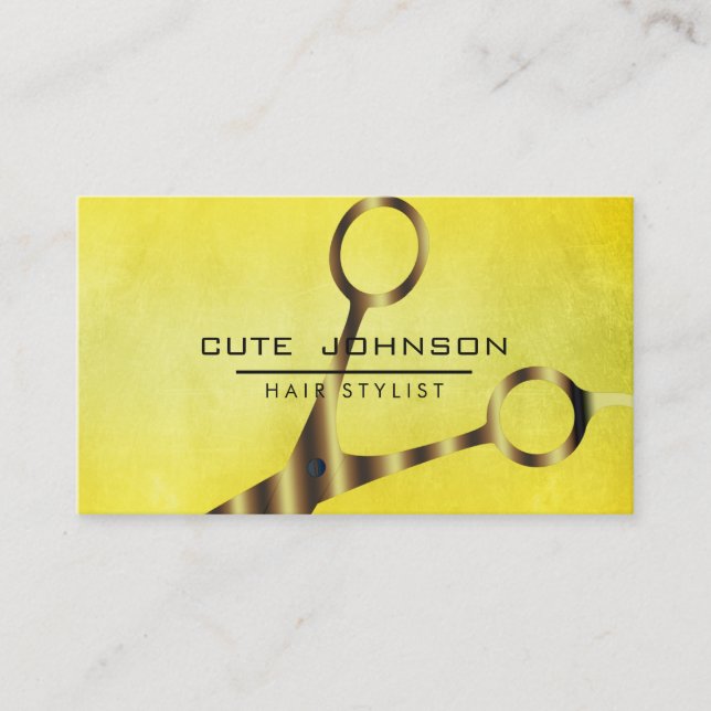Tarjeta De Visita Hair Stylist Profesional Fashion Gold Faux (Anverso)