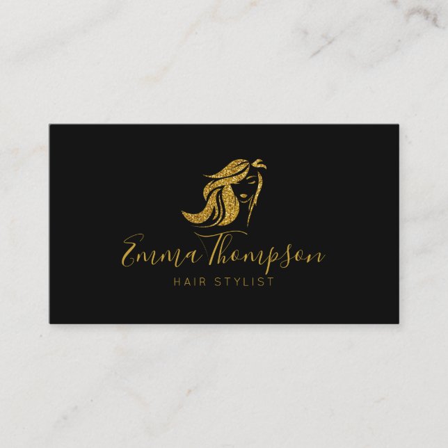 Tarjeta De Visita Hair stylist Purpurina gold Luxury Business Card (Anverso)