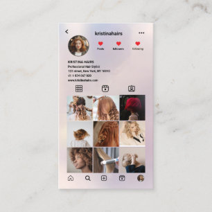Tarjeta De Visita Hair Stylist QR Code Instagram Pastel Holográfico