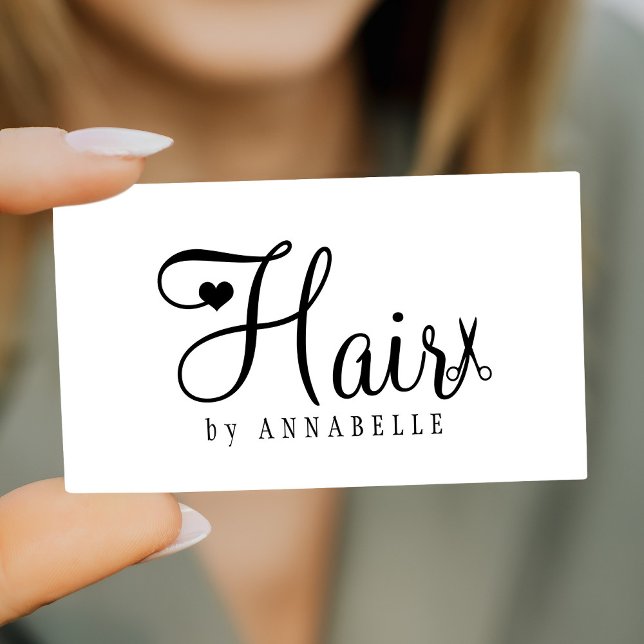Tarjeta De Visita Hair stylist QR code modern script black and white (Subido por el creador)