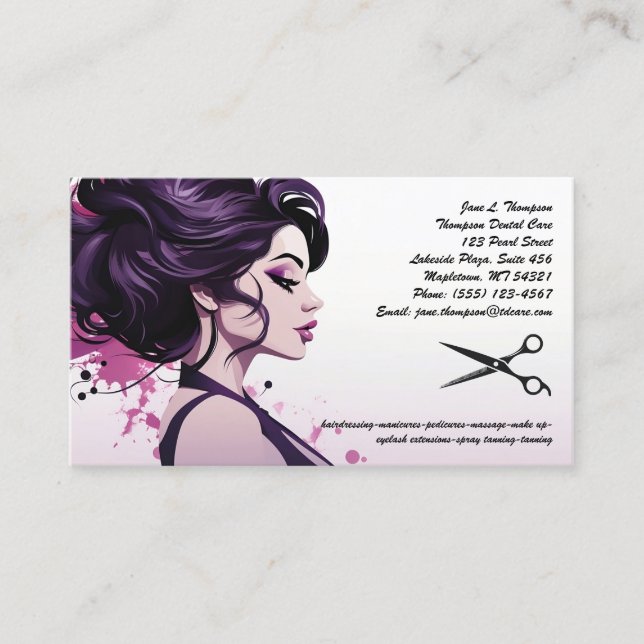 Tarjeta De Visita Hair Stylist & Salon (Anverso)