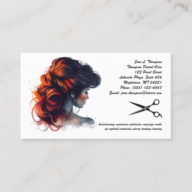 Tarjeta De Visita Hair Stylist & Salon Business Card (Anverso)