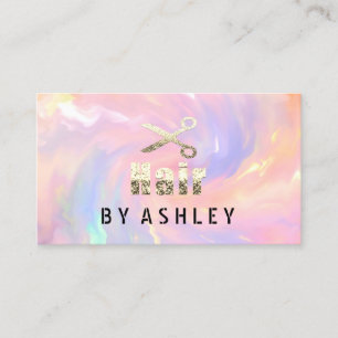 Tarjeta De Visita Hair Stylist Salon Holographic Nombramiento Gold