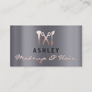 Tarjeta De Visita Hair Stylist Salon Makeup Artist Nombramiento Gris