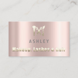 Tarjeta De Visita Hair Stylist Salon Makeup Lash Cita Gold