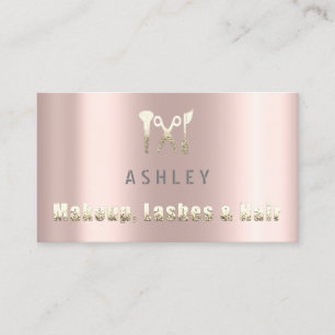 Tarjeta De Visita Hair Stylist Salon Makeup Lash Cita Gold