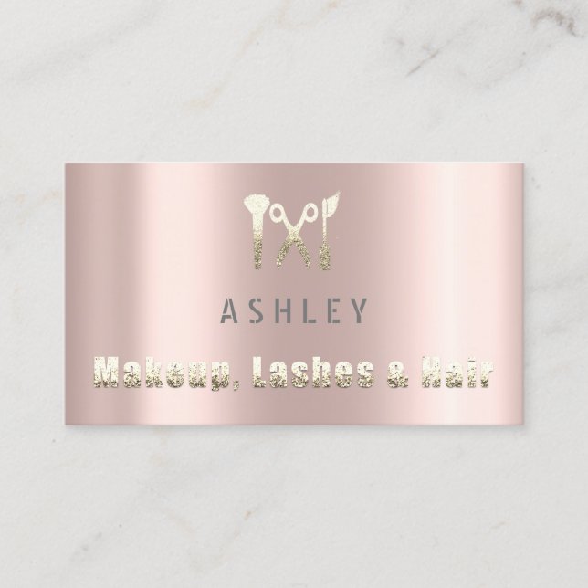 Tarjeta De Visita Hair Stylist Salon Makeup Lash Cita Gold (Anverso)