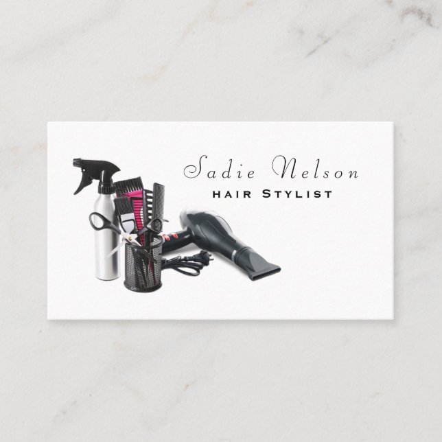 Tarjeta De Visita Hair stylist Salon Tools Beauty Business Card (Anverso)