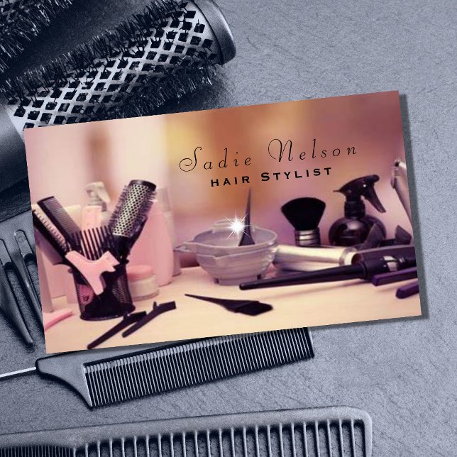 Tarjeta De Visita Hair stylist Salon Tools Beauty Business Card (Subido por el creador)