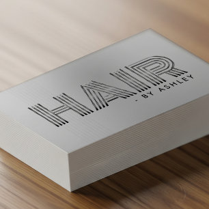 Tarjeta De Visita Hair Stylist Silver Modern Metallic Profesional