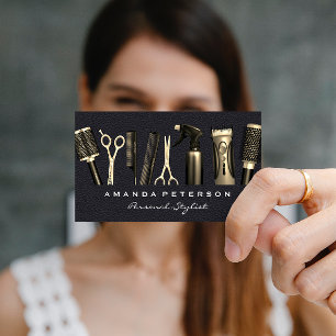 Tarjeta De Visita Hair Stylist Tools   Cuero