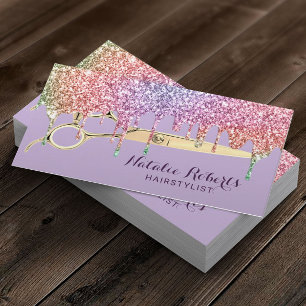 Tarjeta De Visita Hair Stylist Unicorn Dris Salón de belleza Lavanda