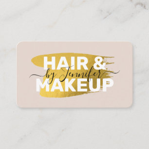 Tarjeta De Visita Hair y Makeup Artist Gold Iconos de medios sociale
