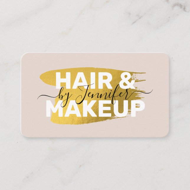 Tarjeta De Visita Hair y Makeup Artist Gold Iconos de medios sociale (Anverso)
