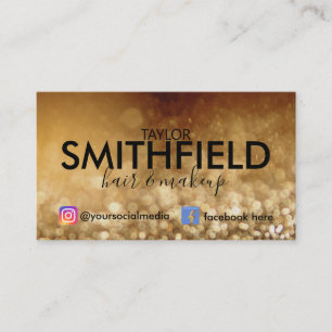 Tarjeta De Visita Hair y Makeup de los medios sociales Purpurina de 