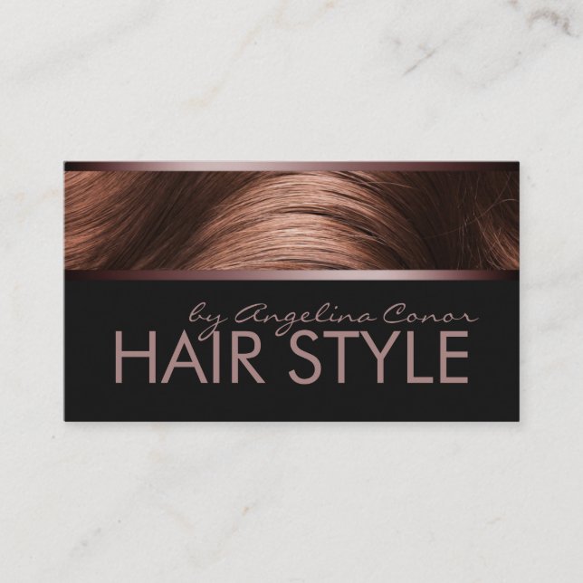 Tarjeta De Visita Haircut Stylist Brown Hair Business Card (Anverso)