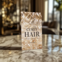 Haircut Stylist Curly Blond Hair Sparkly Card