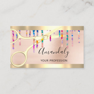 Tarjeta De Visita Hairdresser Coiffeur Gold Scissors Holograma