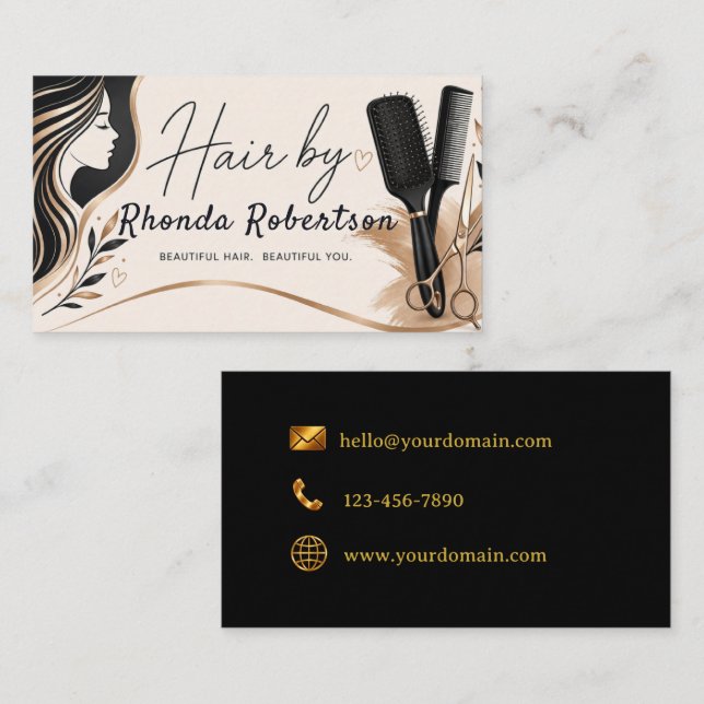 Tarjeta De Visita Hairdresser Elegant Business Card (Anverso / Reverso)