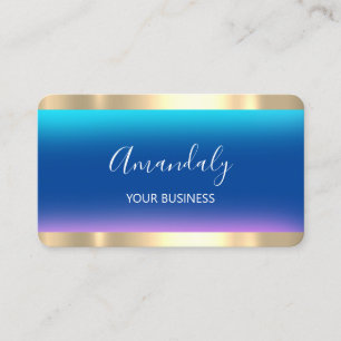 Tarjeta De Visita Hairdresser Estilista Coiffeur Scissors Gold Blue