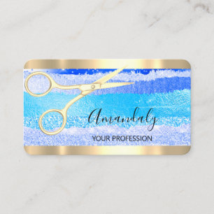 Tarjeta De Visita Hairdresser Estilista Coiffeur Scissors Gold Ocean