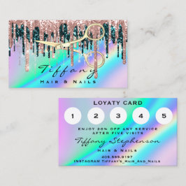 Tarjeta De Visita Hairdresser Golen Scissors Holograma de Lealtad Ro