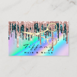 Tarjeta De Visita Hairdresser Golen Scissors Holograma de Lealtad Ro