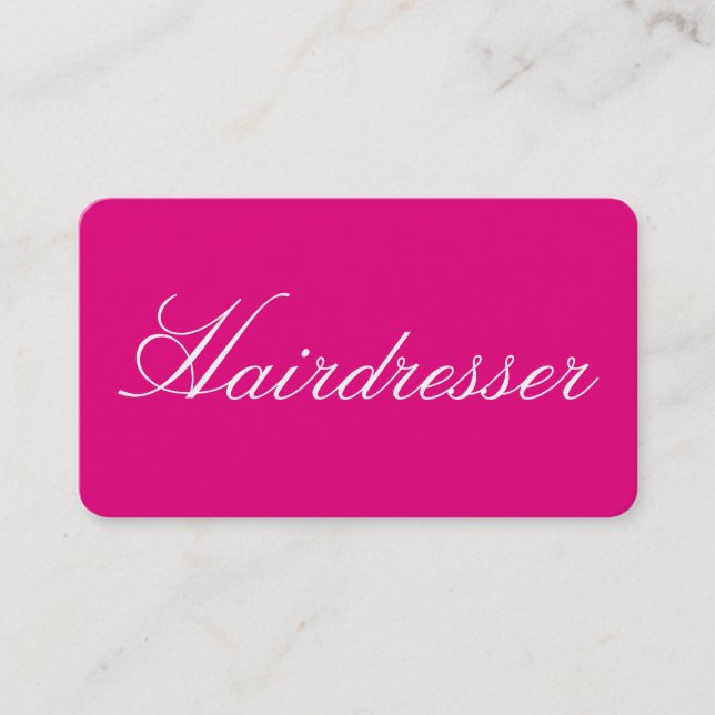 Tarjeta De Visita Hairdresser Simple Clean Pink Profesional (Anverso)