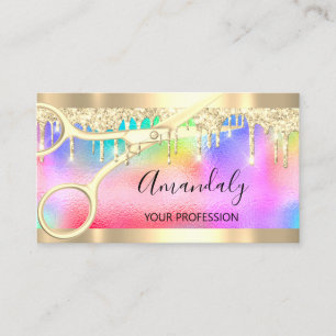 Tarjeta De Visita Hairdresser Stylist Coiffeur Scissors Holograph