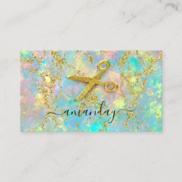 Tarjeta De Visita Hairdresser Stylist Gold Scissors Holograph Glitte