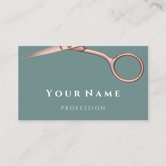 Tarjeta De Visita Hairdresser Stylist Scissors Rosa Smoky Mint (Anverso)