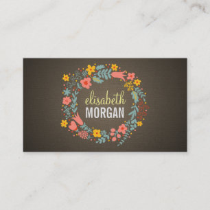 Tarjeta De Visita Hairstylist - Burlap Floral Wreath