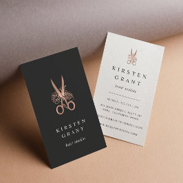Tarjeta De Visita Hairstylist con el logotipo de las tijeras florale