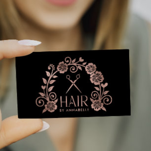 Tarjeta De Visita Hairstylist con el logotipo de oro Rosa