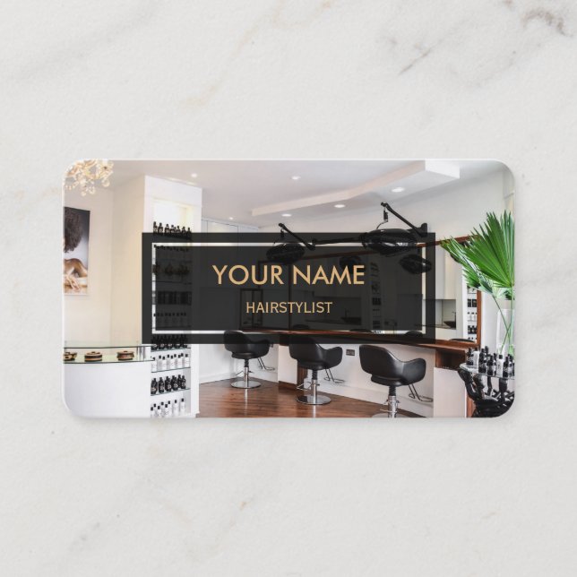 Tarjeta De Visita Hairstylist (Elegant Photo Overlay) (Anverso)