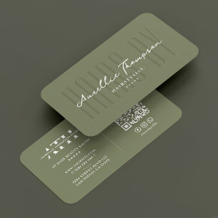 Tarjeta De Visita Hairstylist Hairdo Haircut Elegant Sage Moderno