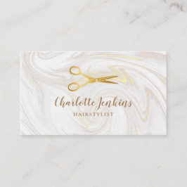 Tarjeta De Visita Hairstylist Marble Swils Gold Sciences