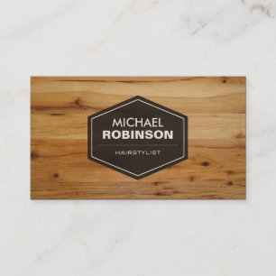 Tarjeta De Visita Hairstylist - moderno aspecto de grano de madera