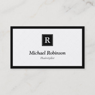 Tarjeta De Visita Hairstylist - Monograma simple y elegante