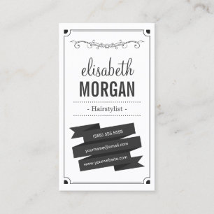 Tarjeta De Visita Hairstylist - Negro y blanco retro